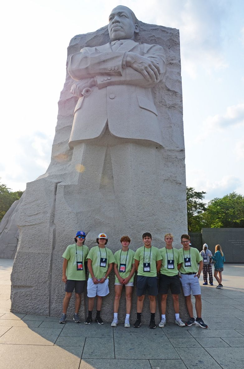 Students pose for a photo while on the Indiana Youth Tour to Washington, D.C.